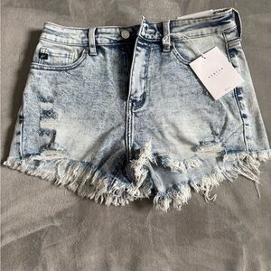 KanCan Distressed Light Blue Jean Shorts